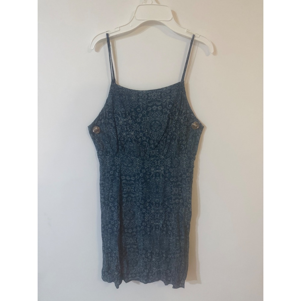 Honey Belle Blue Mandala Floral Mini Dress NWT Boho Tie Back Rayon Small